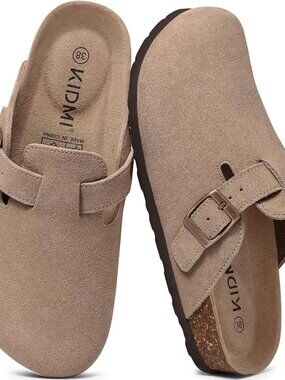 Genuine Suede Clogs for Women Men Cork Footbed Mules Potato Shoes | Arch Support